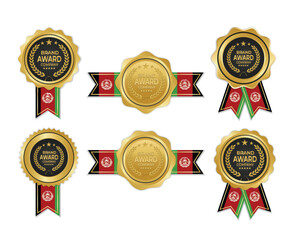 Golden award medal with Afghanistan flag ribbons for winners