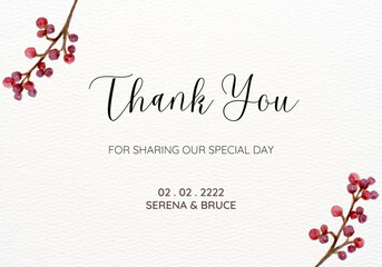 Floral and Water color Thankyou card