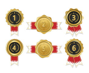Golden award medal with bahrain flag ribbons for winners