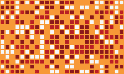 Abstract mosaic pattern of red and white squares on an orange background.  Ideal for website banners, tech presentations, or modern design projects.