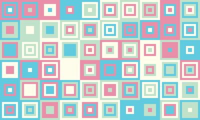 Vibrant pastel square pattern.  Perfect for backgrounds, website design, or playful branding.  A cheerful, geometric design with a retro feel, conveying order and creativity.