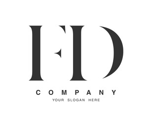 FD logo design. Initial letter f and d serif font style. Creative classic company name typography. Trendy logotype or identity.