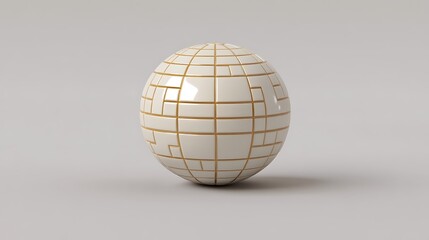 Abstract sphere with grid-like pattern and metallic highlights render