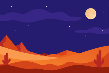 Fototapeta premium A tranquil night landscape unveils a starry sky, some moon, and distant mountains