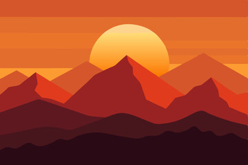 distant mountains behind sunset desert