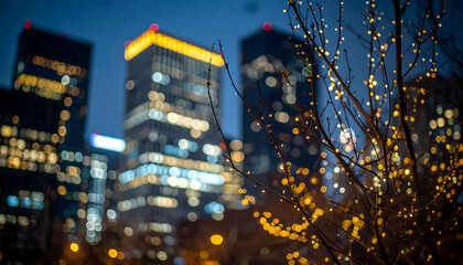 City Lights and Winter Branches