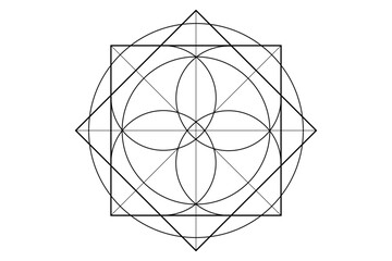 Sacred Geometry symbol. Logo icon Geometric mystic mandala of alchemy esoteric Flower of Life. Mystical lotus of fortune, black vector tattoo divine meditative amulet isolated on white background