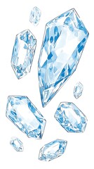 Elegant assortment of translucent crystals, digitally rendered illustration