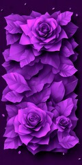 Elegant cascading purple roses artwork, floral arrangement background wallpaper