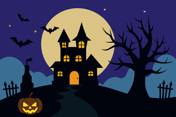 halloween background with haunted house