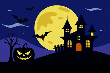 halloween background with haunted house