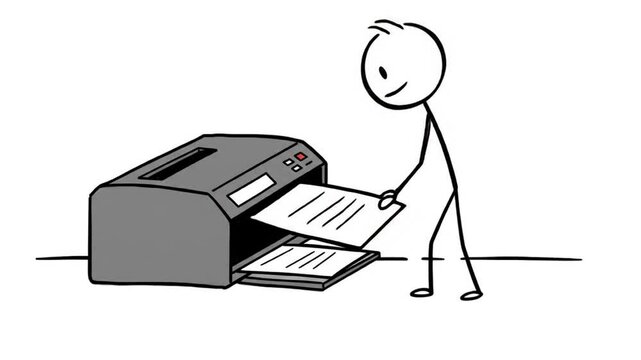 Stick figure using printer illustration