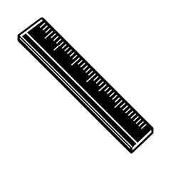 Illustration of a black ruler for measuring length and distance in inches and centimeters tool