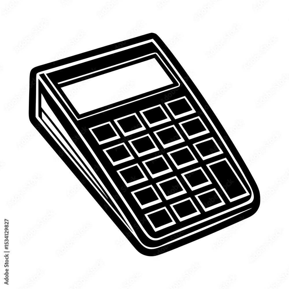 Poster find simple calculator device vector illustration for math calculations and financial analysis tool 
