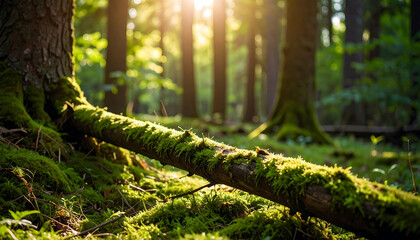 Sunlit Mossy Forest Trail