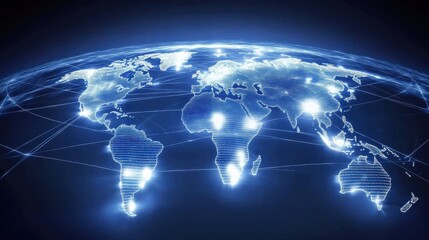 Global connection network background. World map. High-speed internet technology concept or fast wireless data transmission. modern internet network connection technology background