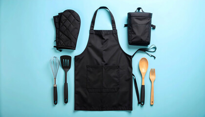 Black Cooking Apron and Accessories
