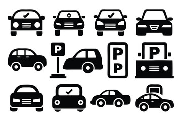 Obraz premium Car Icon Vector Set Isolated on White