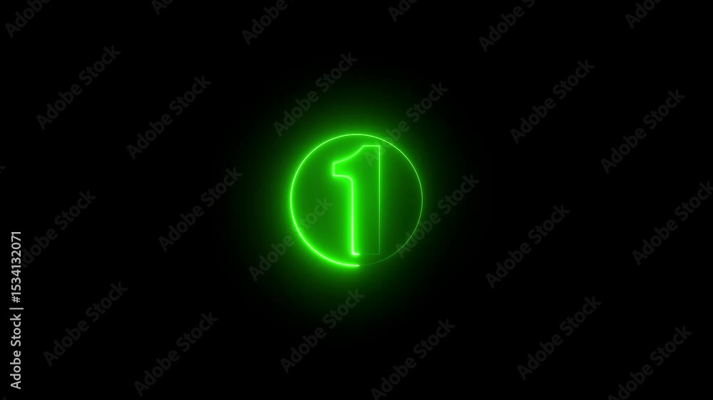 Aufkleber glowing neon 1 number colorful trendy glowing neon numeric. square rectangle picture circle with neo