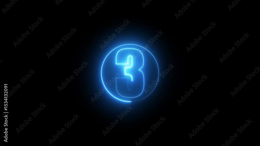 Poster glowing neon 03 number colorful trendy glowing neon numeric. square rectangle picture circle with ne