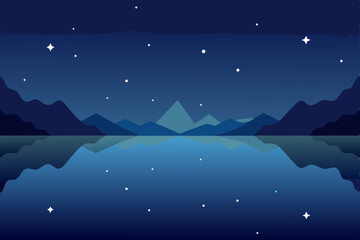 night landscape with mountains and moon