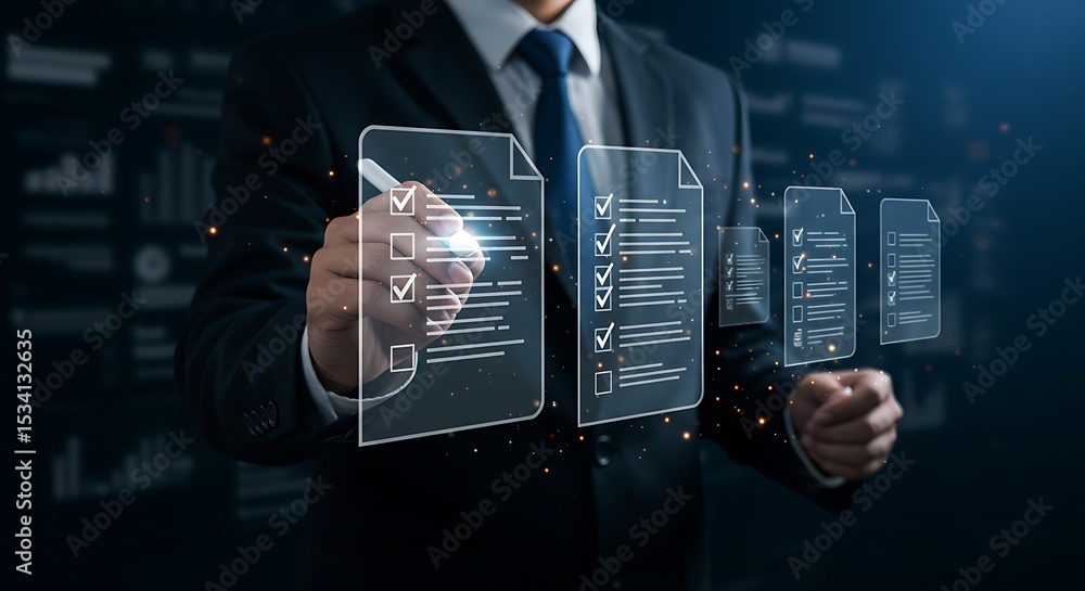 Poster streamlining business processes through digital document management and automation