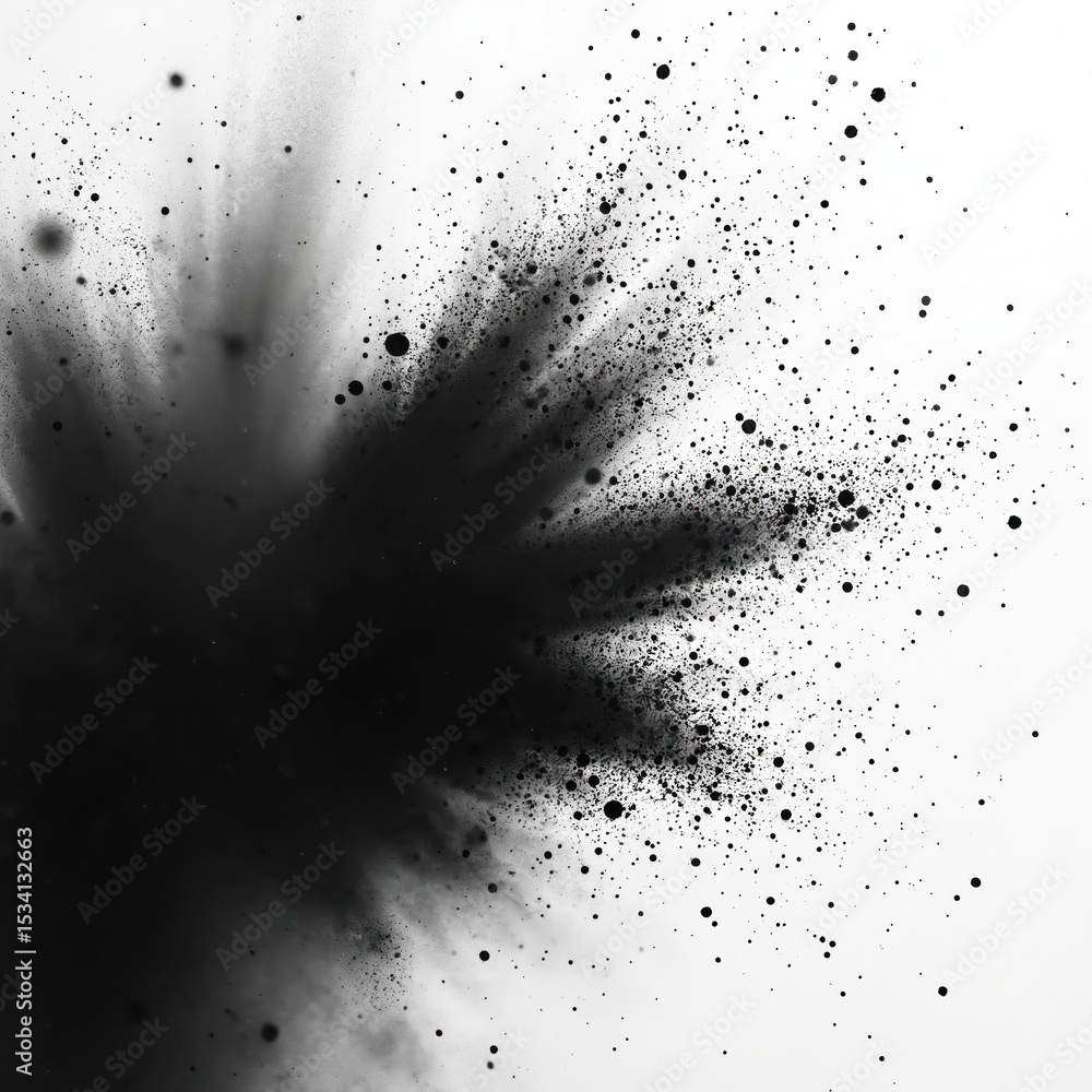 Poster black dust speckle texture on white background. grunge graphic design element. visual illustration, 