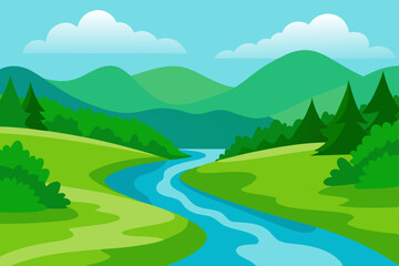 landscape with mountains and blue sky