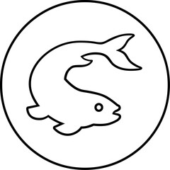 Illustration of fish line art drawing vector illustration in circle shape for logo icon or design element exactly hundred vector