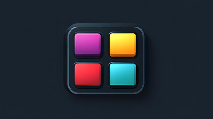Colorful Quad Icon with Vibrant Squares on Dark Background