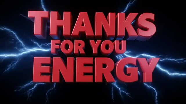 Bold red text expressing gratitude for energy, set against a dramatic lightning background