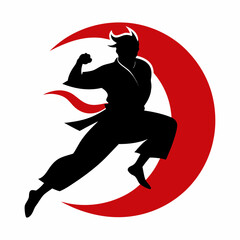 A silhouette image of a karate person