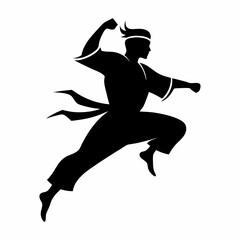 A silhouette image of a karate person