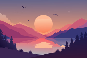 Fototapeta premium sunset in mountains