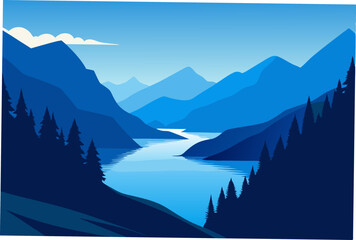 mountain lake and mountains