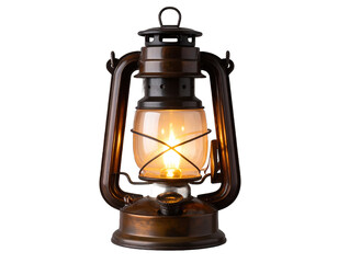 Captivating still life featuring an old-fashioned oil lamp glowing with warm light, perfect for themes of nostalgia or rustic ambiance. The classic design of the lantern adds transparent background