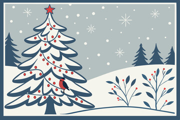 Obraz premium christmas tree in snow
