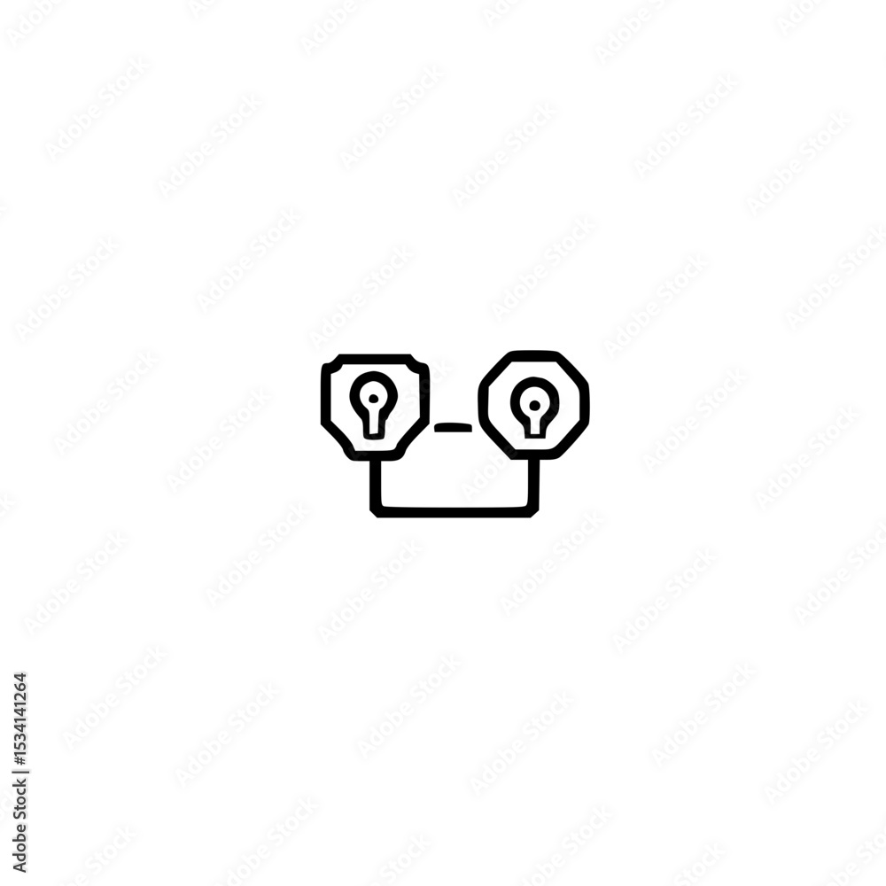 Poster two interlinked keys icon symbolizing security partnership