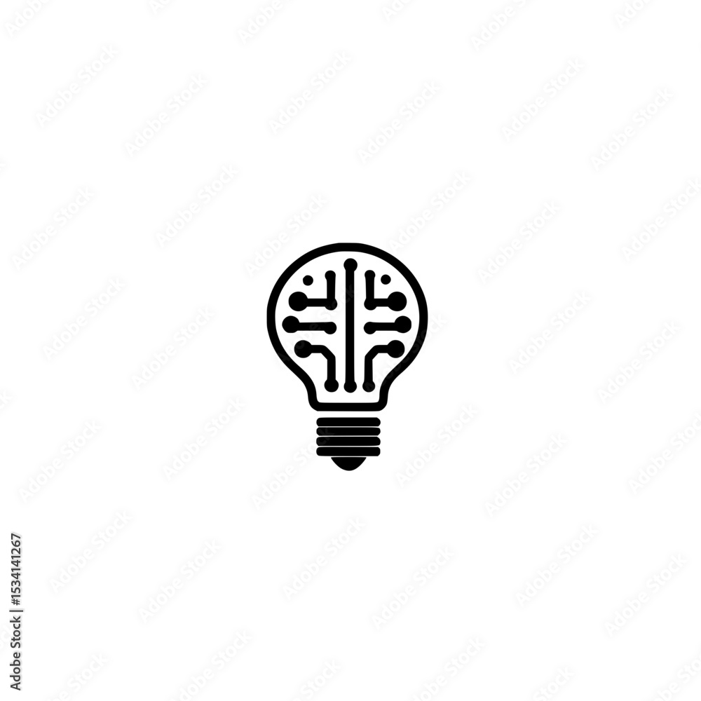 Poster light bulb icon with circuit inside symbolizing innovation technology and ideas