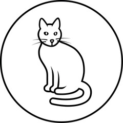Illustration of cat outline drawing vector illustration of domestic animal in circle frame for pet shop and design use vector