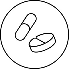 Illustration of pills and capsules vector illustration for medical treatment and healthcare concept design, line art style for web use vector