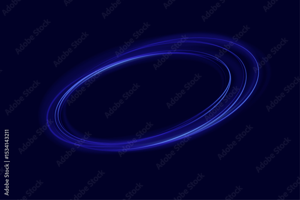 Poster blue neon ring. glowing circle. glow effect. round light frame. abstract light lines of movement and