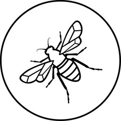 Illustration of honey bee illustration vector drawing of a bee in a circle for design and decoration isolated on white vector