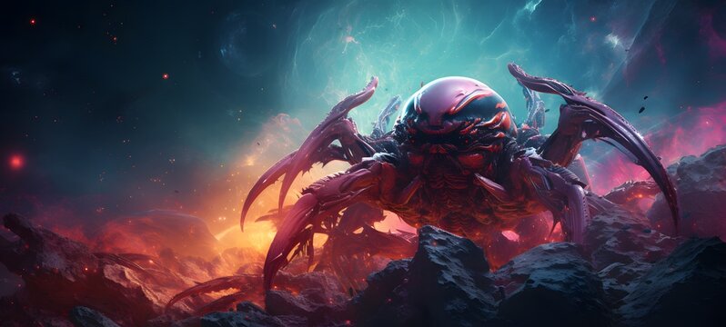 galaxy version of scorpion monster World, ai generative