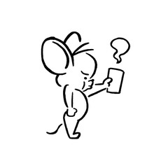 Cute mouse surprised, holding a cup, whimsical animal art