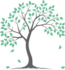 Simple Tree Illustration with Green Leave