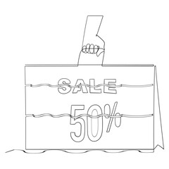  continuous line Discount tag icon drawing