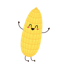 Corn cartoon vector. Cute vegetable vector character isolated on white. Corn mascot.