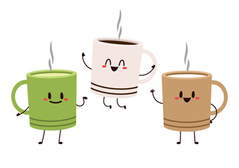Coffee cup character design. Coffee cup vector.