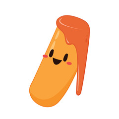 Cute Tteokbokki noodle cartoon. Korean street food. simple vector logo sausage. Tteokbokki is korean food.